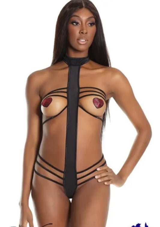 NEW Coquette Mystique Strappy Open-Cup Halter Teddy