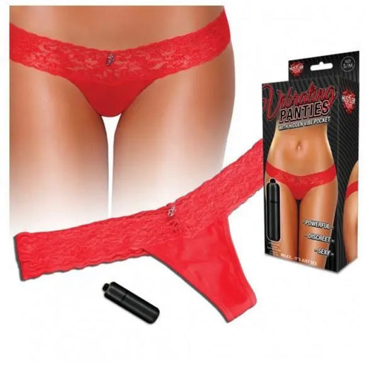 Hustler Vibrating Lace Thong Panties /w Hidden Vibe Pocket